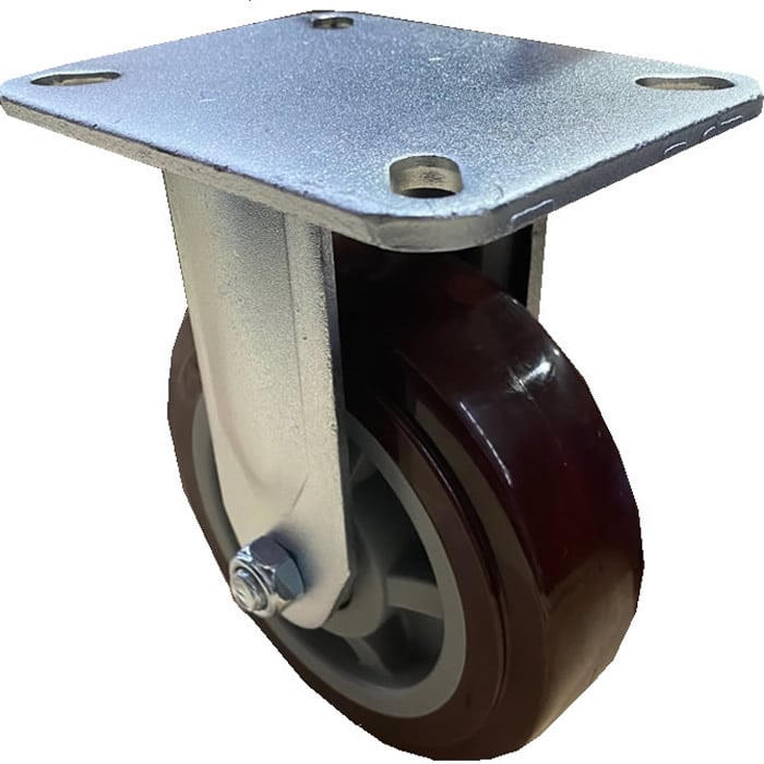 1778UPB150P63 Economy 150mm Fixed ISO Plate Brown Polyurethane Castor - 350kg Capacity