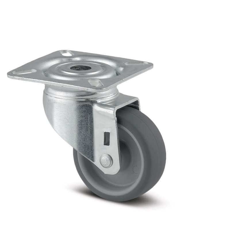 2470PJO050P40 Agila 50mm Swivel Plate Grey Thermoplastic Rubber Castor - 40kg Capacity
