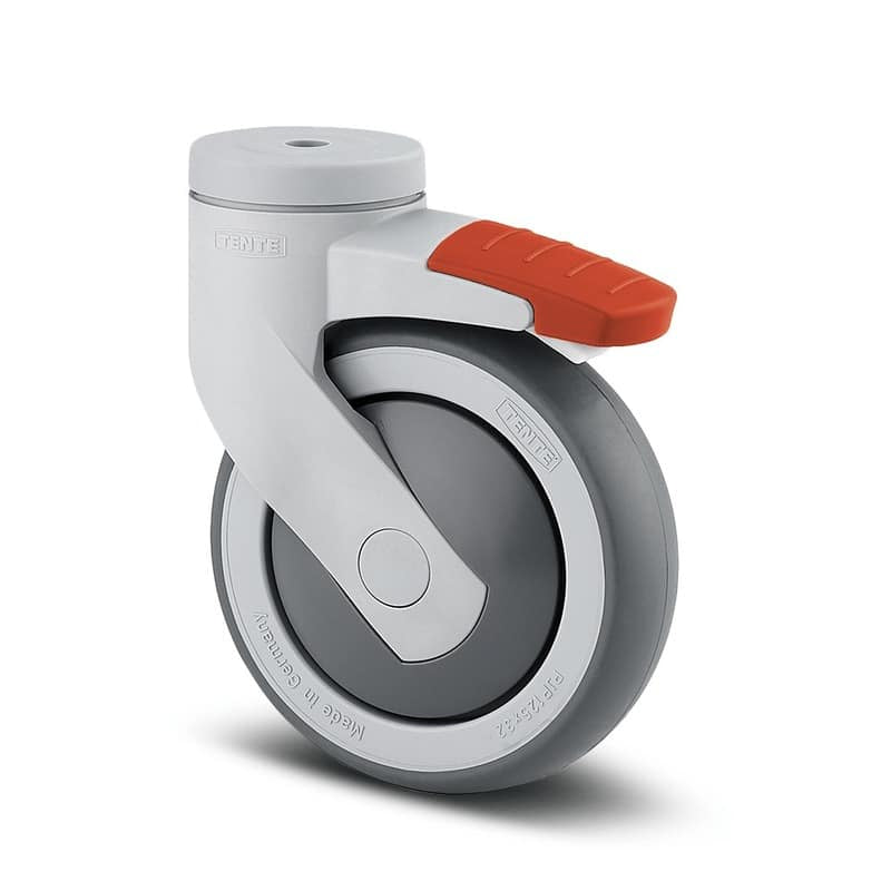 5377PJP100P30GR Levina 100mm Swivel Bolt Hole Total Lock Grey Synthetic Thermoplastic Rubber Castor - 100kg Capacity