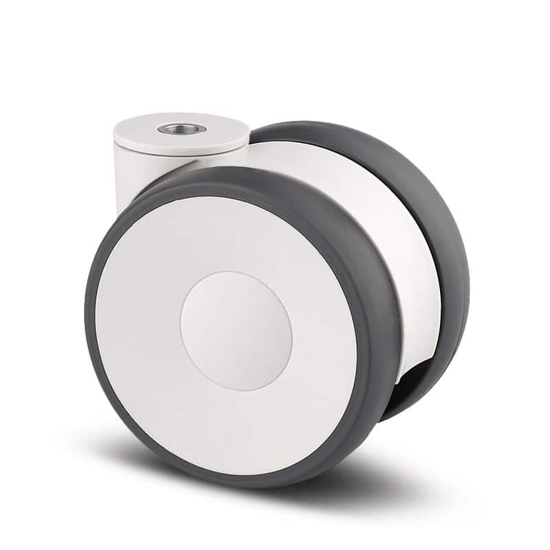 5945UAP075LH10RK Linea 75mm Twin Wheel Low Height Swivel Bolt Hole White Polyurethane Castor