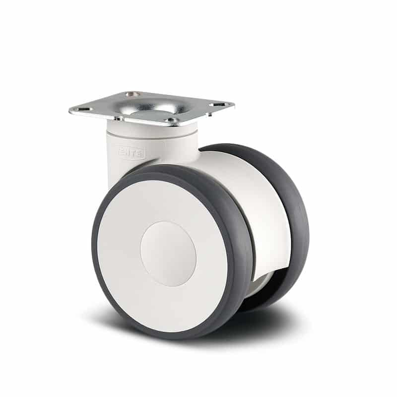 5940UAP100W-P50 Linea 100mm Twin Wheel Swivel Plate White Synthetic Polyurethane Castor
