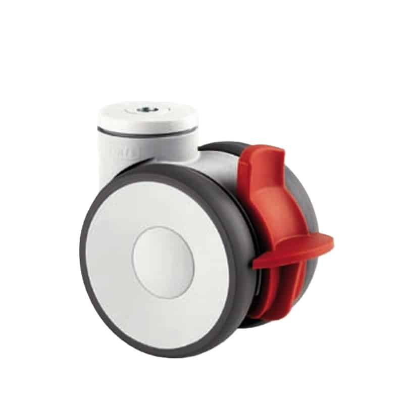 5947UAP100W11RK Linea 100mm Twin Wheel Swivel Bolt Hole Total Lock White Polyurethane Castor - 120kg Capacity