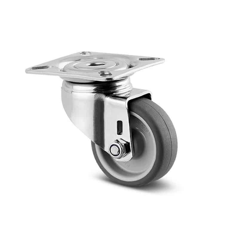 7470PJO050P40 Agila 50mm Stainless Steel Swivel Plate Grey Thermoplastic Rubber Castor - 40kg Capacity