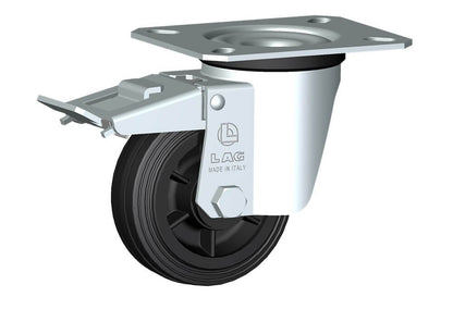 WHEEL D80X25/40 ROLL. BEAR. SWIVEL FORK + BRAKE