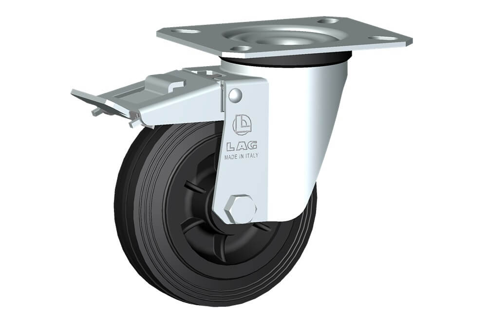 WHEEL D 100X30/40 RB SWIVEL FORK M22 + BRAKE