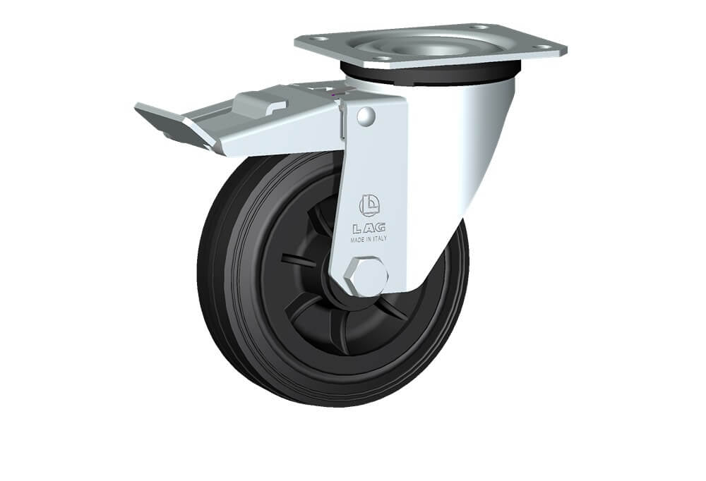 WHEEL D 125X37,5/50 RB SWIVEL FORK M22L/50 + BRAKE