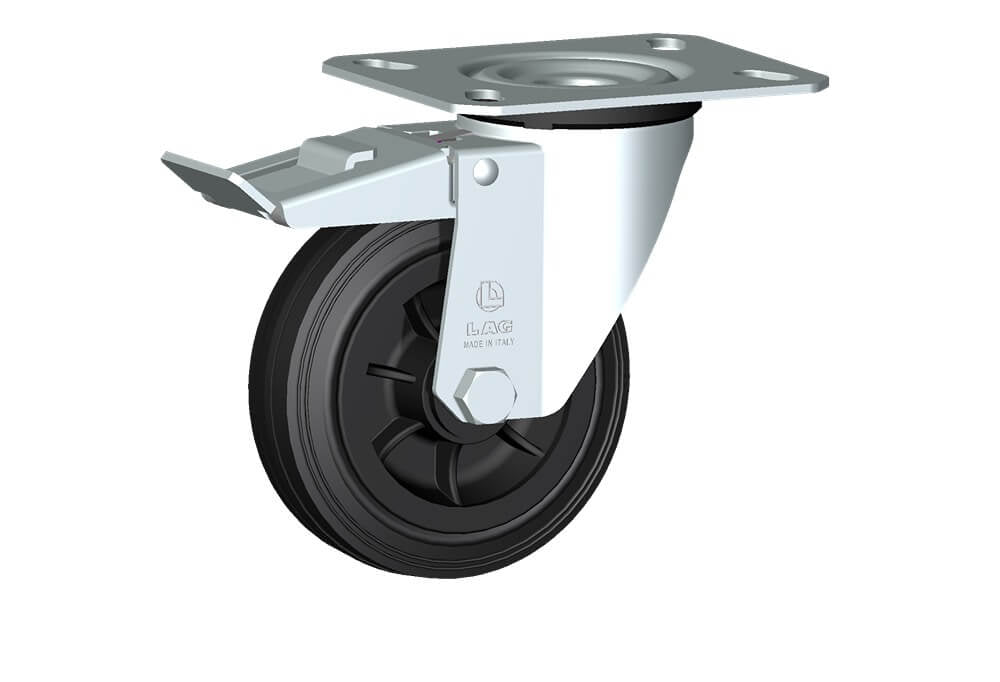 WHEEL D 125X37,5/50 RB SWIVEL FORK M22/50 + BRAKE
