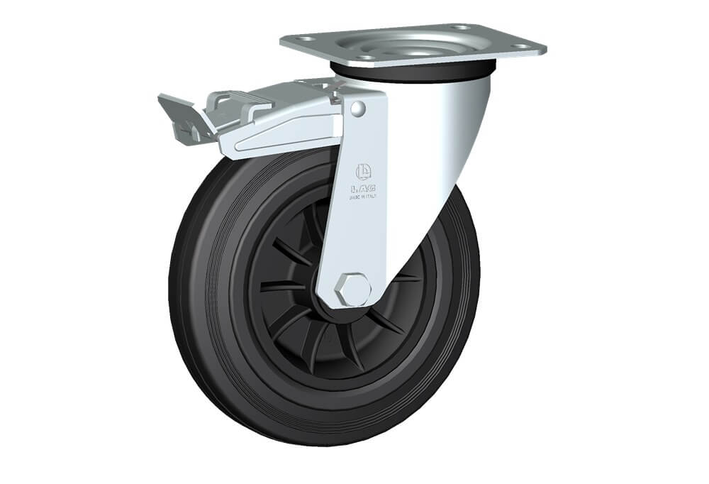 WHEEL D 200X50/60 RB SWIVEL FORK M22 + BRAKE