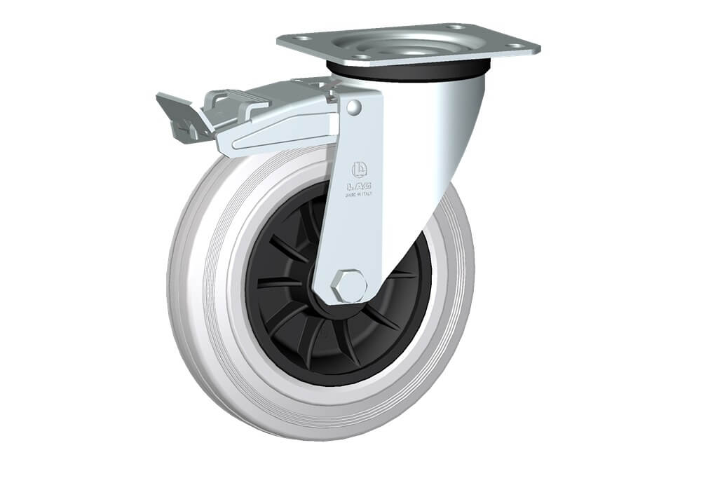 WHEEL DG 200X50/60 RB SWIVEL FORK M22 + BRAKE