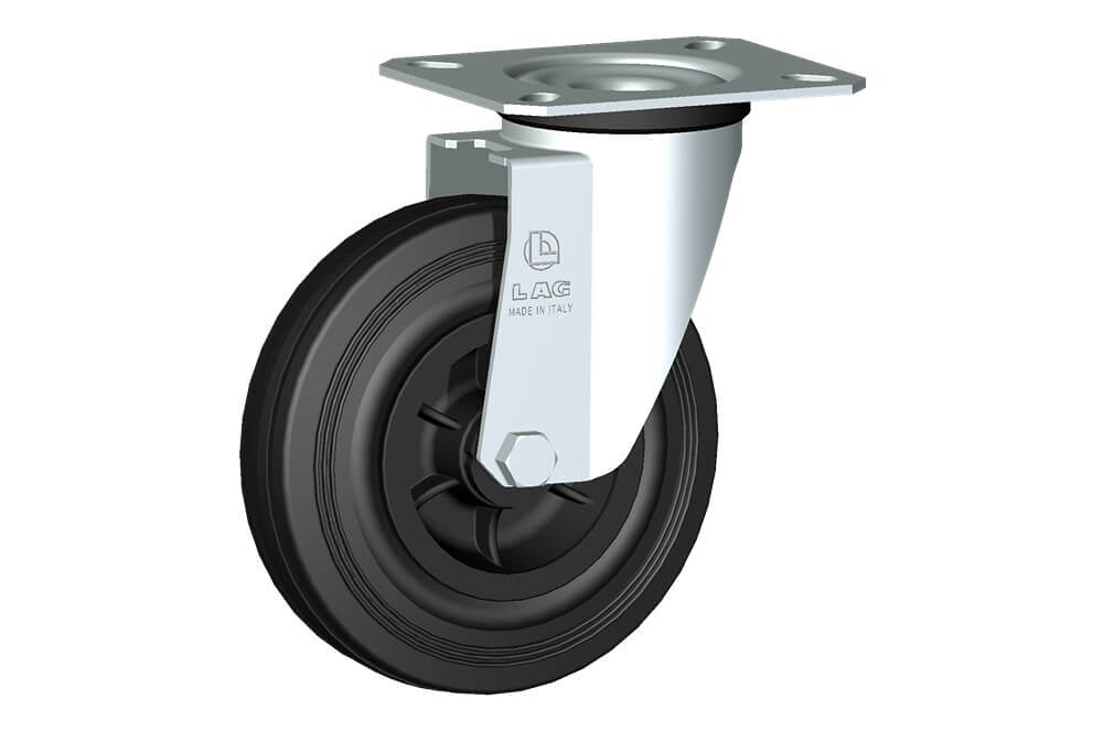 WHEEL D 125X37,5/40 NYLON BEARING SWIVEL FORK M22