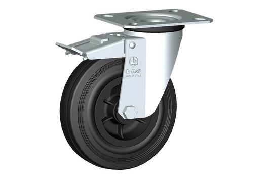 WHEEL D 125X37,5/40 NYLON BEARING SWIV. FORK M22 + BRAKE