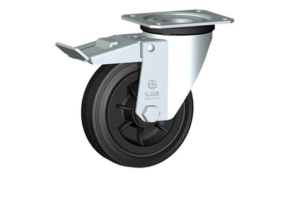 WHEEL D 125X37,5/50 NYLON BEARING SWIVLE FORK M22L/50 + BRAKE