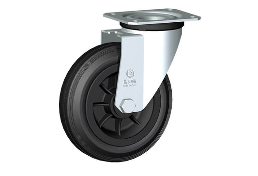 WHEEL D 150X40/50 NYLON BEARING SWIVEL FORK M22L