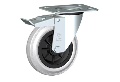 WHEEL DG 150X40/50 NYLON BEARING SWIVEL FORK M22 + BRAKE