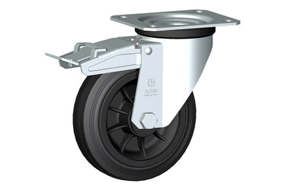 WHEEL D 160X45/60 NYLON BEARING SWIVEL FORK M22/60 + BRAKE