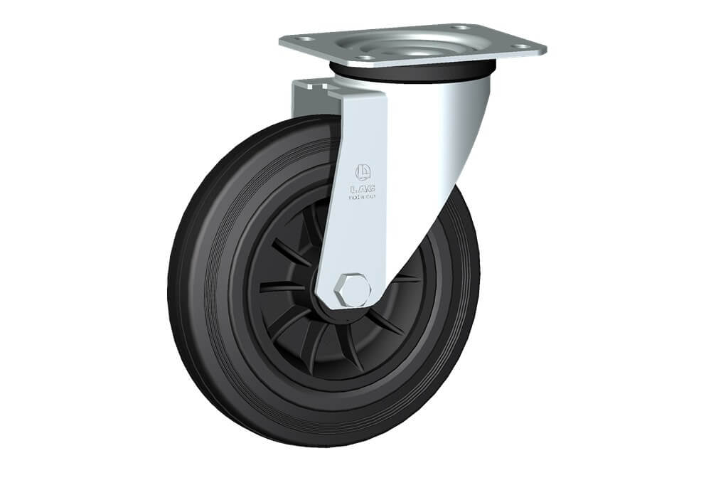 WHEEL D 200X50/60 NYLON BEARING SWIVEL FORK M22