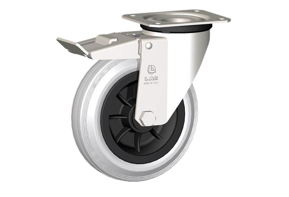 WHEEL DG 150X40/50 INOX RB SWIVEL FORK X20L + BRAKE