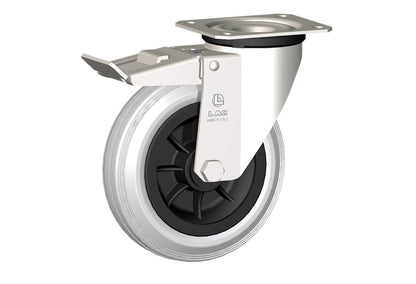 WHEEL DG 150X40/50 INOX RB SWIVEL FORK X20L + BRAKE