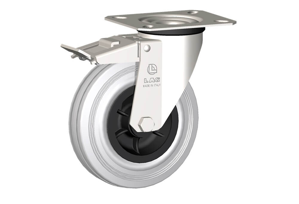 WHEEL DG 125X37,5/40 NYLON BEARING SWIVEL FORK X20/40 + BRAKE