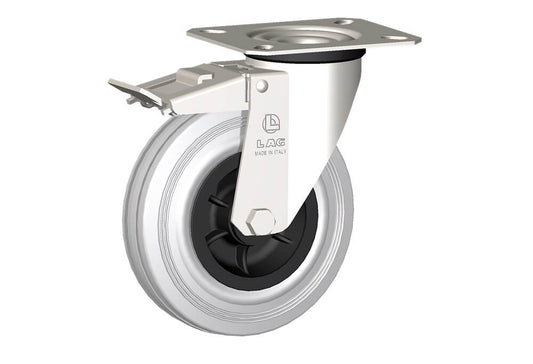 WHEEL DG 125X37,5/40 NYLON BEARING SWIVEL FORK X20/40 + BRAKE