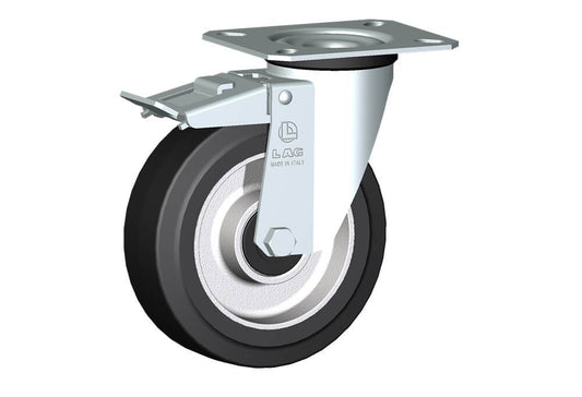 WHEEL E 125X40/40 BB SWIVEL FORK M22 + BRAKE