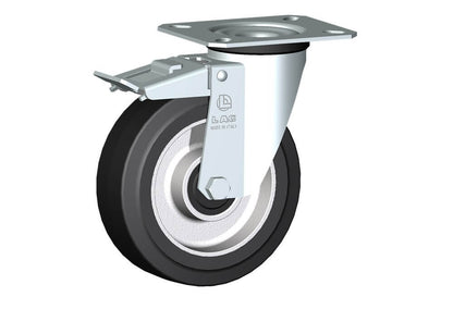 WHEEL E 125X40/40 RB SWIVEL FORK M22 + BRAKE
