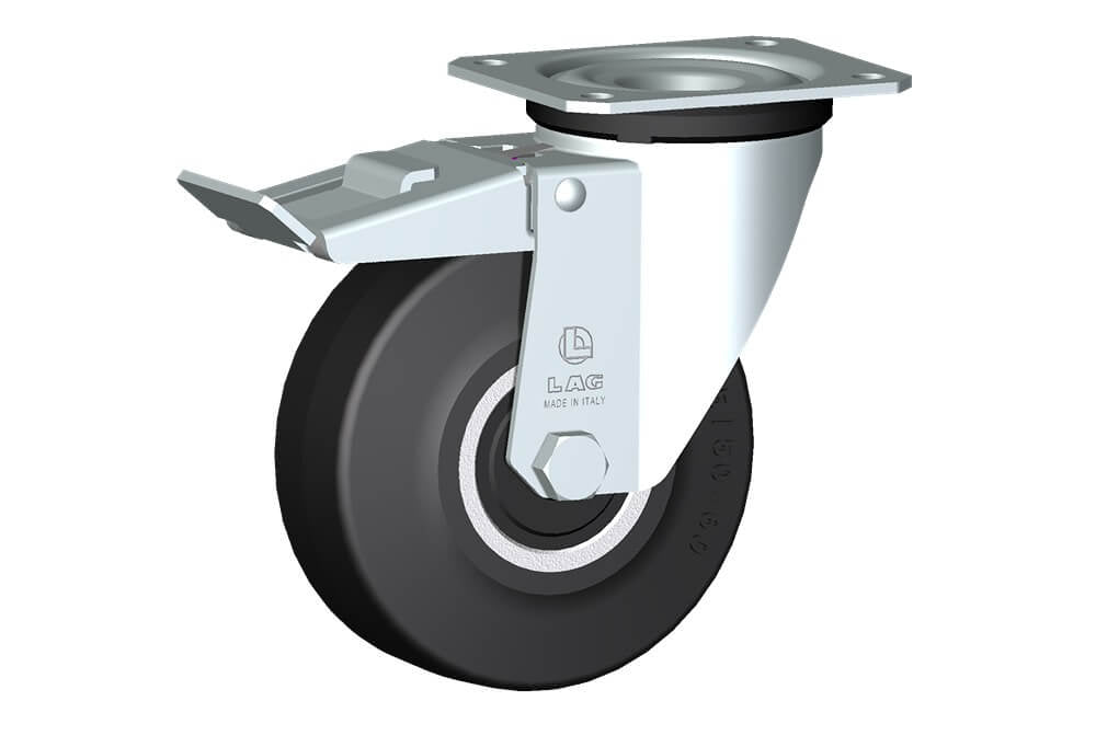WHEEL E 125X50/50 RB SWIVEL FORK M22L/50 + BRAKE