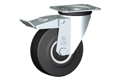 WHEEL E 125X50/50 RB SWIVEL FORK M22L/50 + BRAKE