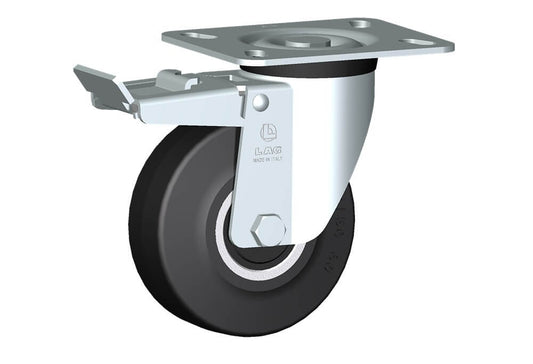 WHEEL E 125X50/50 RB SWIVEL FORK M40 + BRAKE