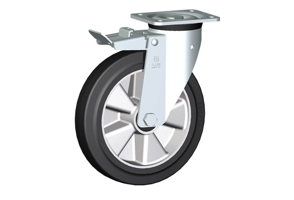 WHEEL E 250X50/60 BB SWIVEL FORK P60 + BRAKE