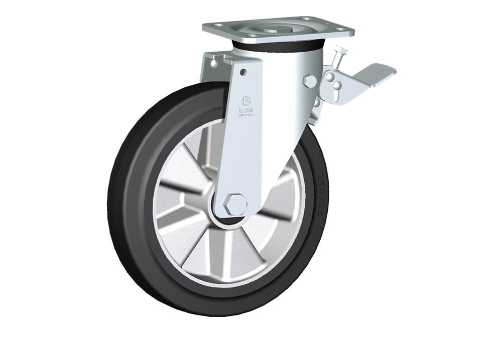WHEEL E 250X50/60 BB SWIVEL FORK P60 + BRAKE