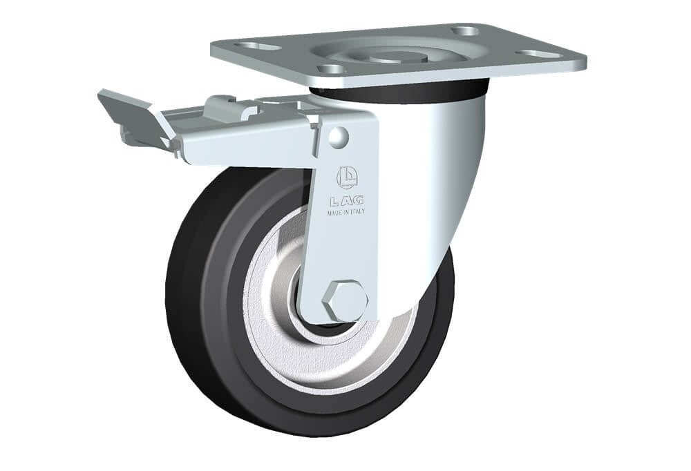 WHEEL E 125X40/40 RB SWIVEL FORK P60/50 + BRAKE