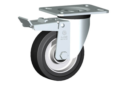 WHEEL E 125X40/40 RB SWIVEL FORK P60/50 + BRAKE