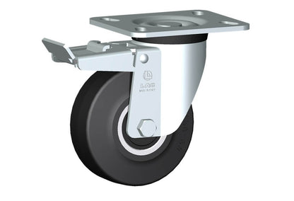 WHEEL E 125X50/50 RB SWIVEL FORK P60 + BRAKE