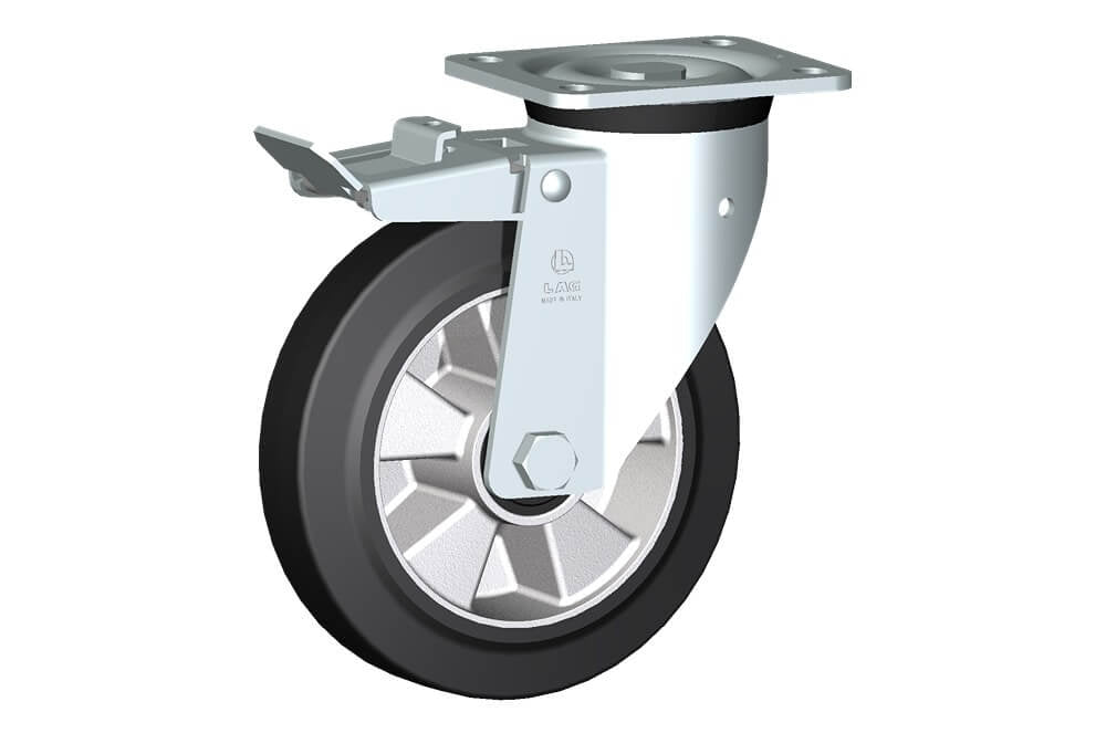 WHEEL E 200X50/60 RB SWIVEL FORK P60 + BRAKE