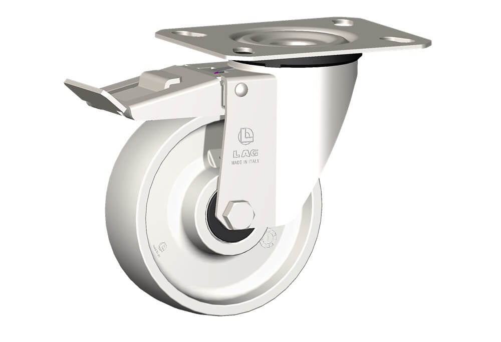 WHEEL P 125X40/50 INOX BB SWIVEL X20 + BRAKE