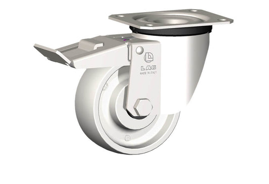 WHEEL P 100X40/40 INOX ROLLER B. SWIVEL X20L/50 + BRAKE