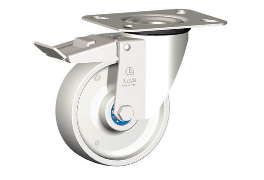WHEEL P 125X40/50 INOX RB SWL X20 +BRAKE