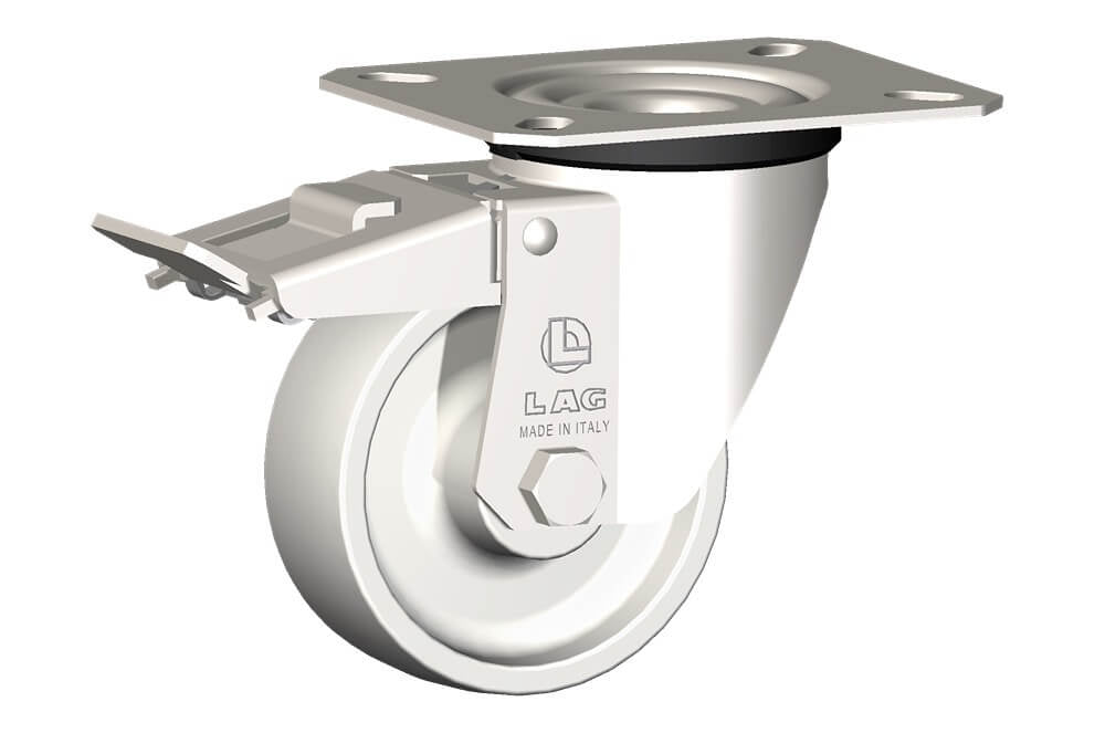 WHEEL P80X30/40 PLAIN BORE SWIVEL X20 + BRAKE