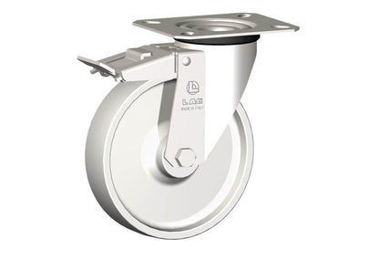WHEEL P 125X30/40 PLAIN BORE SWIVEL FORK X20/40 + BRAKE