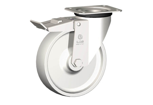 WHEEL P 150X40/50 PLAIN BORE SWIVEL FORK X20L + BRAKE