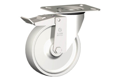 WHEEL P 150X40/50 PLAIN BORE SWIVEL X20 + BRAKE