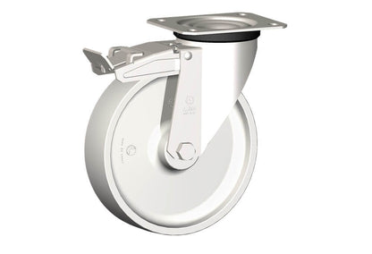 WHEEL P 200X50/60 PLAIN BORE SWIVEL X20 + BRAKE