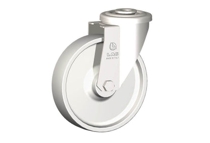 WHEEL P 125X30/40 PLAIN BORE SWIVEL X20 BOLT HOLE 12