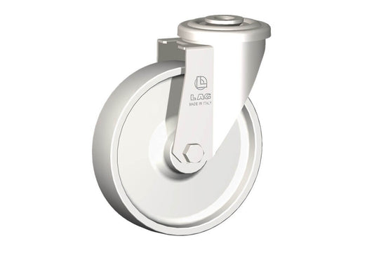 WHEEL P 125X30/40 PLAIN BORE SWIVEL X20 BOLT HOLE 12