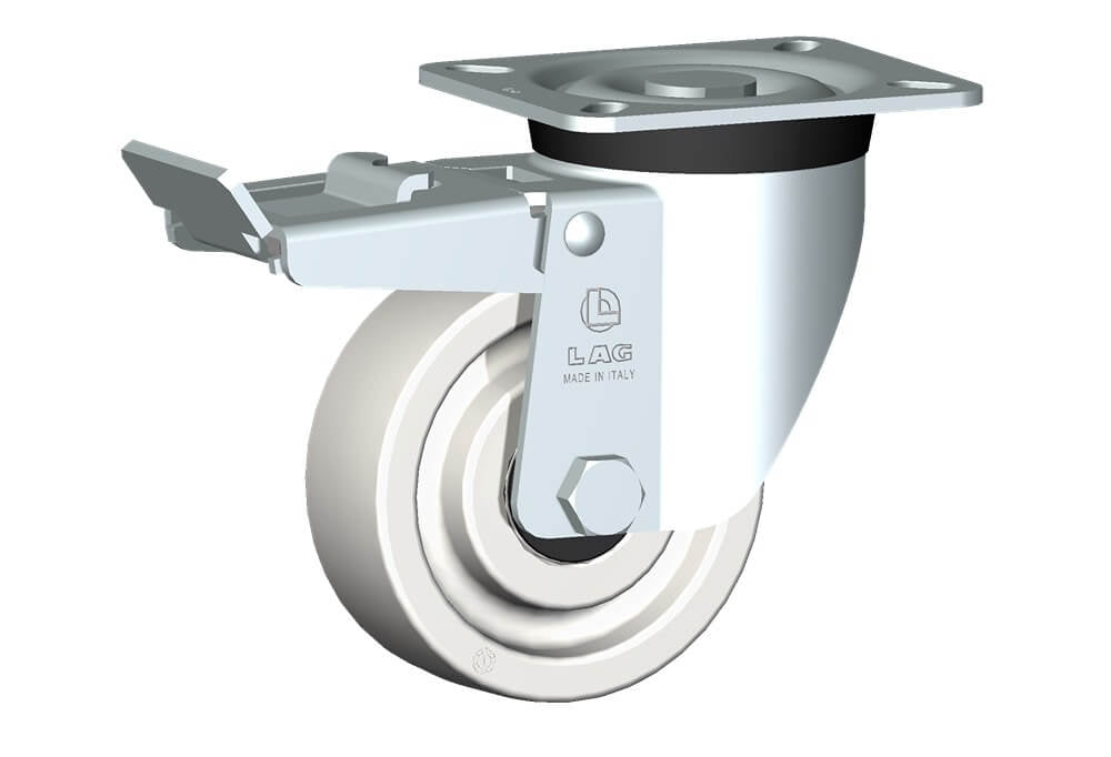 WHEEL P 100X37/40 HEAVY DUTY BB SWIVEL FORK M40L/50 + BRAKE