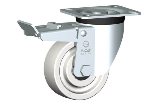 WHEEL P 100X37/40 HEAVY DUTY BB SWIVEL FORK M40L/50 + BRAKE