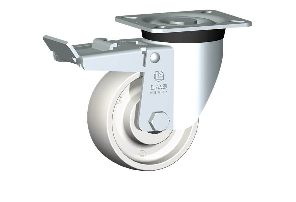 WHEEL P 100X40/40 RB SWIVEL FORK M40L/50 + BRAKE.