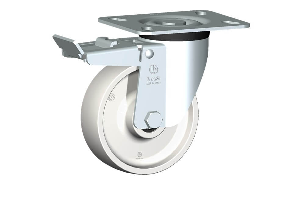 WHEEL P 125X40/50 RB SWIVEL FORK M40 + BRAKE