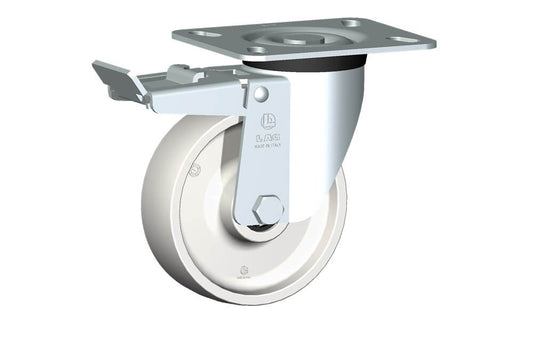 WHEEL P 125X40/50 RB SWIVEL FORK M40 + BRAKE